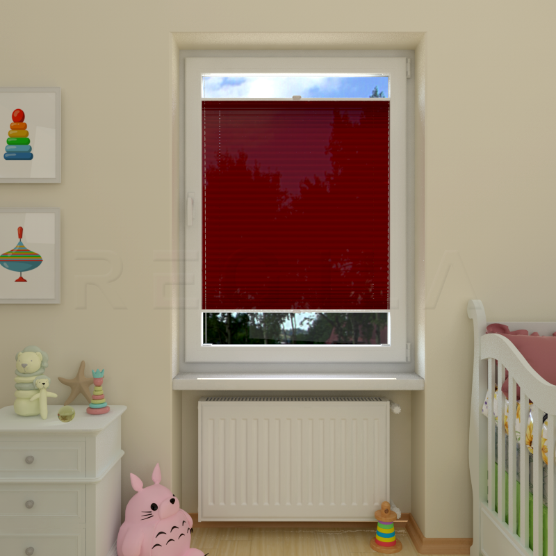 Plisuotos žaliuzės,  vienspalviai, Raudona