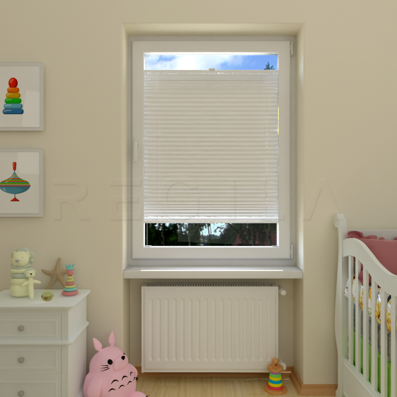 Plisuotos žaliuzės,  saulę atspindintis, Balta