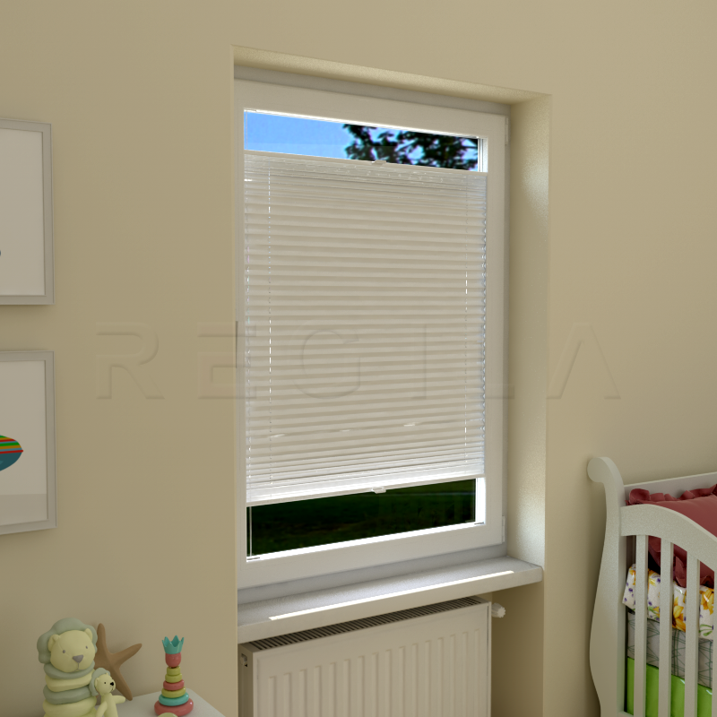 Plisuotos žaliuzės,  saulę atspindintis, Balta