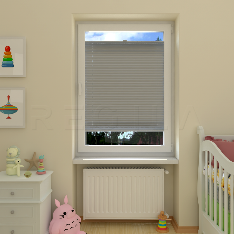 Plisuotos žaliuzės,  saulę atspindintis, Pilka