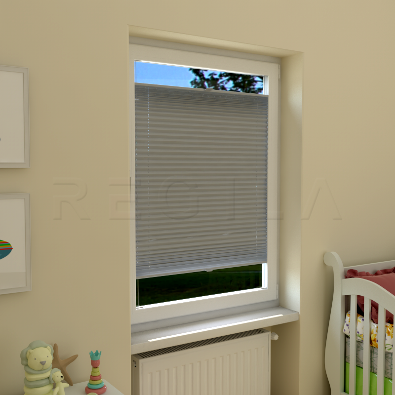 Plisuotos žaliuzės,  saulę atspindintis, Pilka