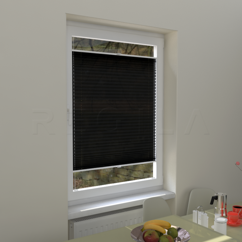 Plisuotos žaliuzės,  saulę atspindintis, Juoda