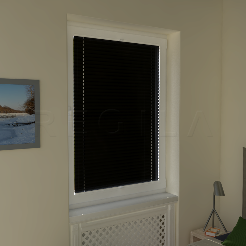 Plisuotos žaliuzės,  saulę atspindintis, Juoda