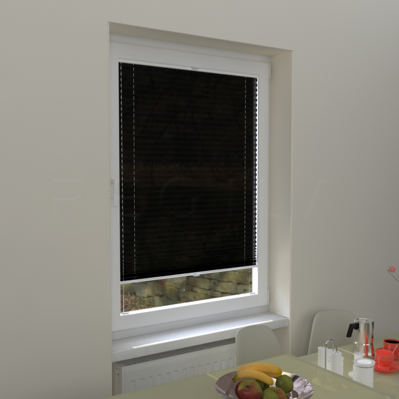 Plisuotos žaliuzės,  tekstūruotas, Juoda