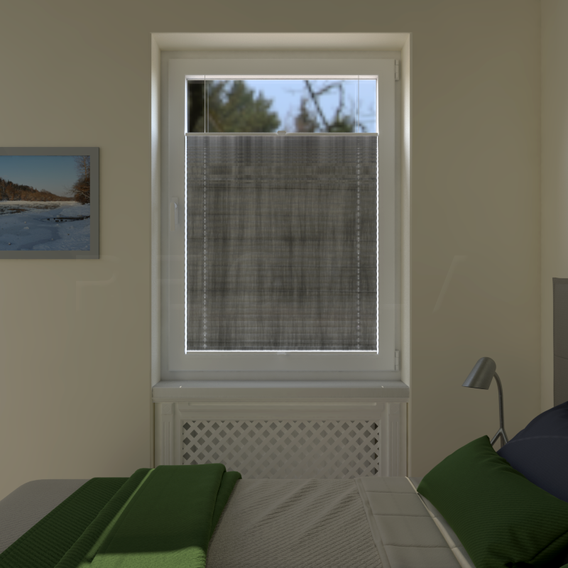 Plisuotos žaliuzės,  šviesai nepralaidūs, Pilka