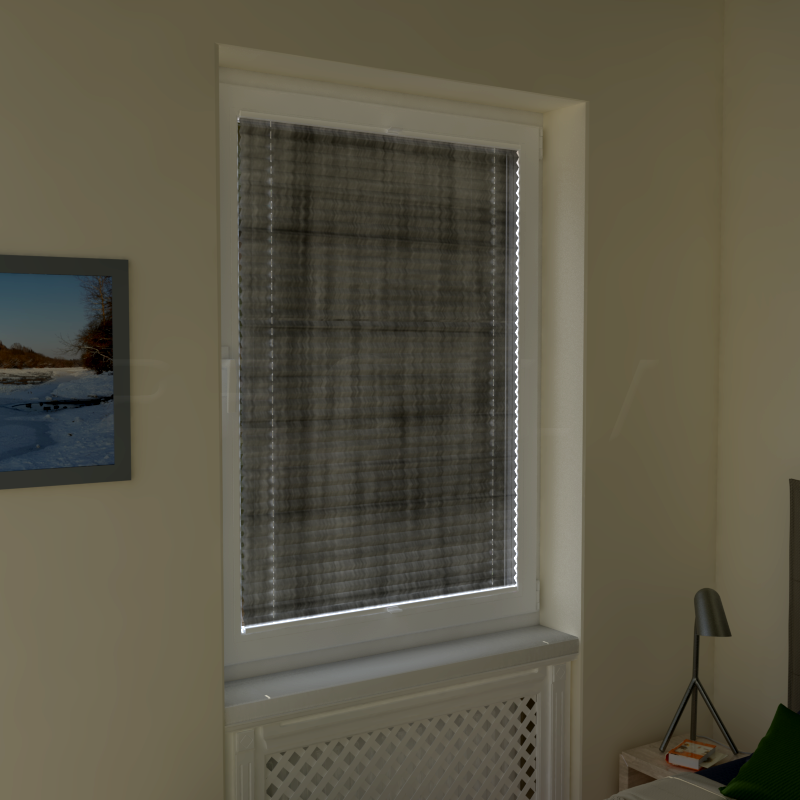 Plisuotos žaliuzės,  šviesai nepralaidūs, Pilka