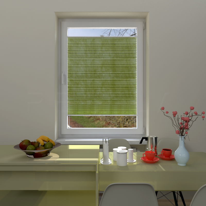 Plisuotos žaliuzės,  šviesai nepralaidūs, Žalia