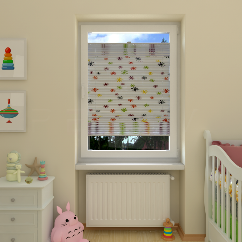 Plisuotos žaliuzės,  šviesai nepralaidūs, Balta