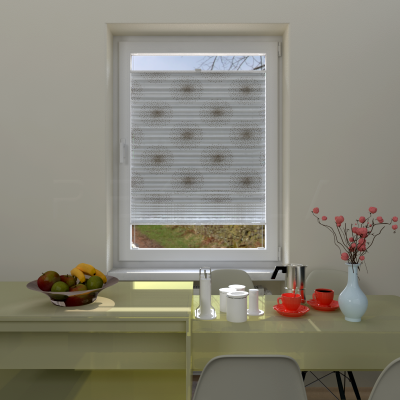 Plisuotos žaliuzės,  šviesai nepralaidūs, Balta
