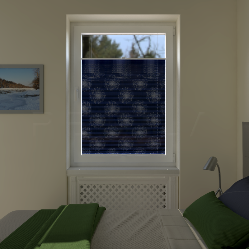 Plisuotos žaliuzės,  šviesai nepralaidūs, Mėlyna