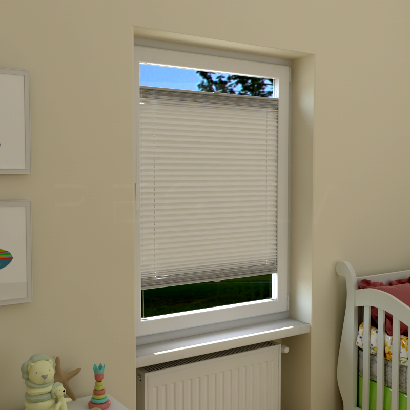 Plisuotos žaliuzės,  šviesai nepralaidūs, Balta