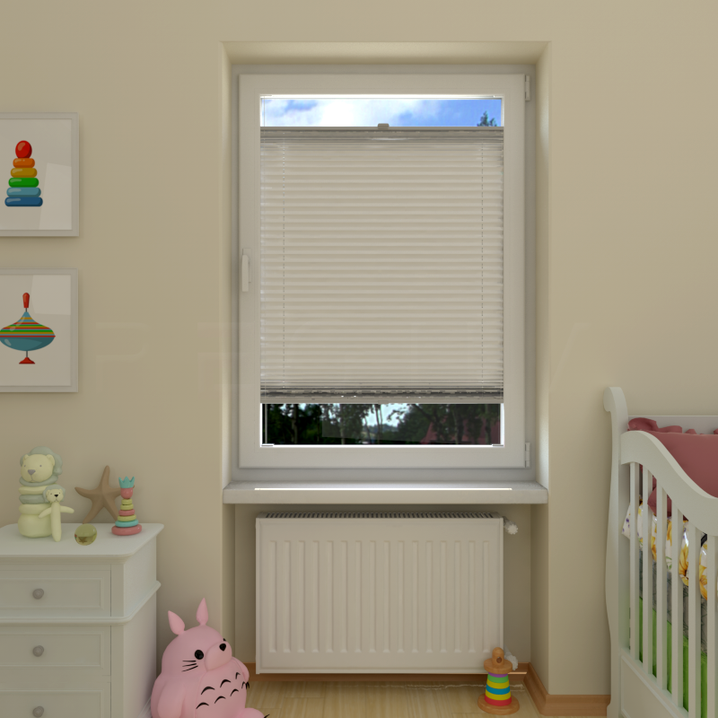 Plisuotos žaliuzės,  šviesai nepralaidūs, Balta