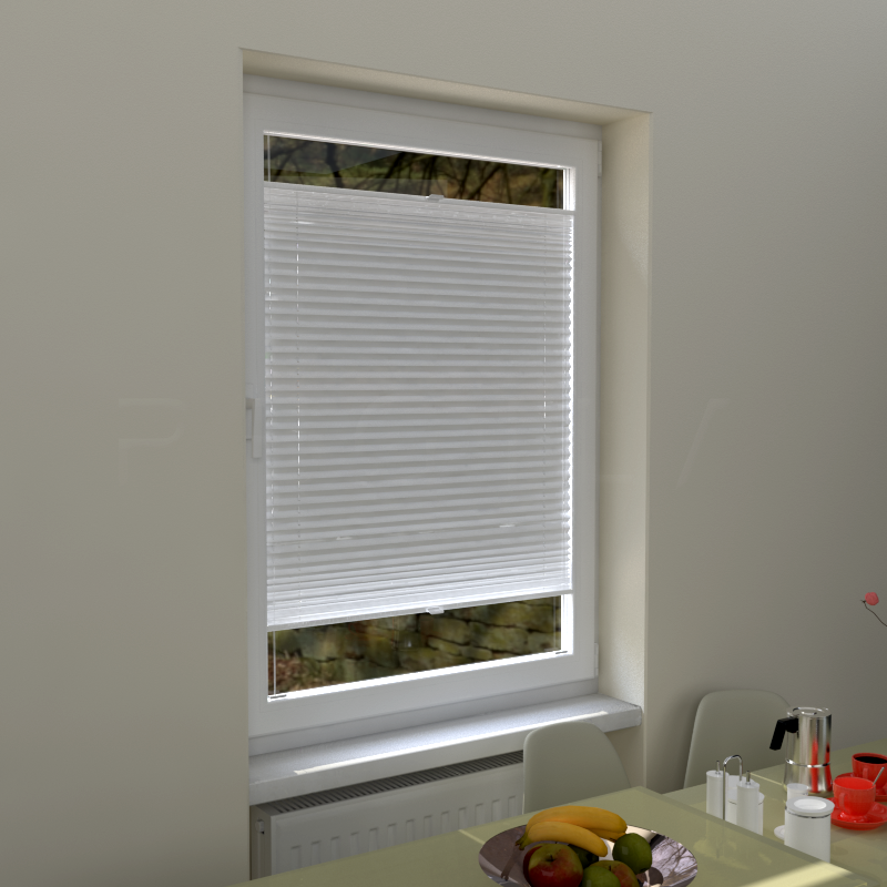 Plisuotos žaliuzės,  šviesai nepralaidūs, Balta