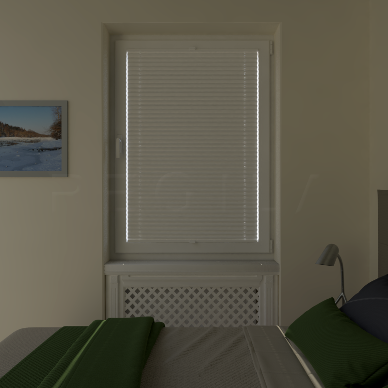 Plisuotos žaliuzės,  šviesai nepralaidūs, Balta