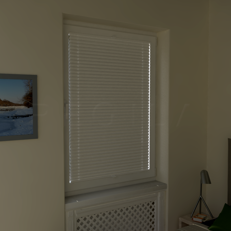 Plisuotos žaliuzės,  šviesai nepralaidūs, Balta