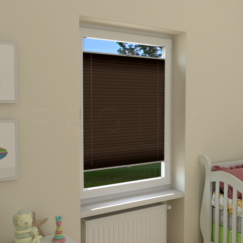 Plisuotos žaliuzės,  šviesai nepralaidūs, Ruda