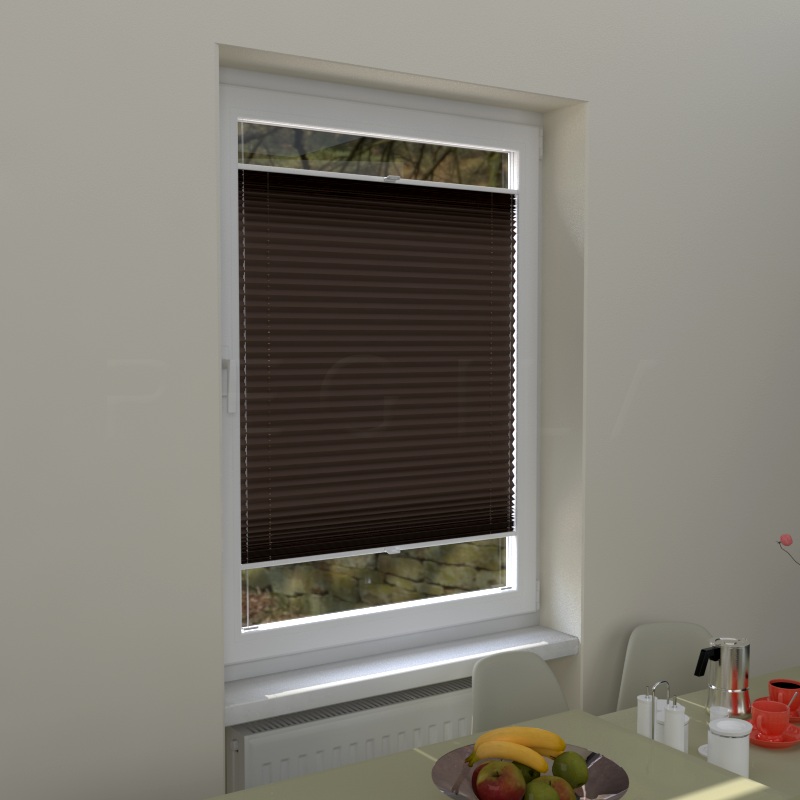 Plisuotos žaliuzės,  šviesai nepralaidūs, Ruda