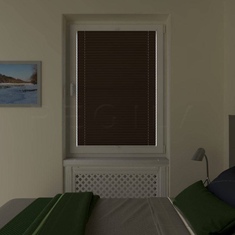 Plisuotos žaliuzės,  šviesai nepralaidūs, Ruda