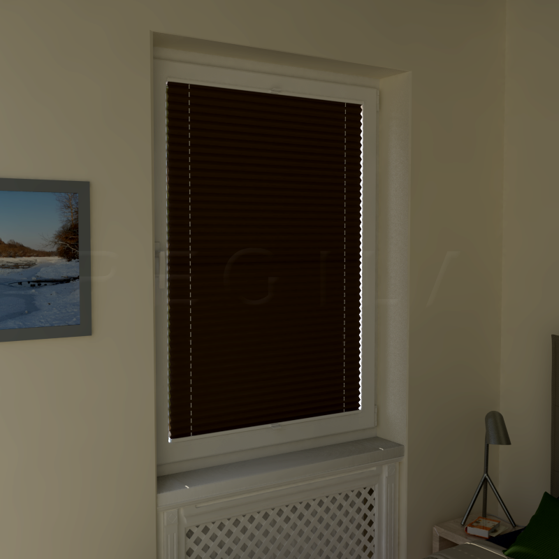 Plisuotos žaliuzės,  šviesai nepralaidūs, Ruda