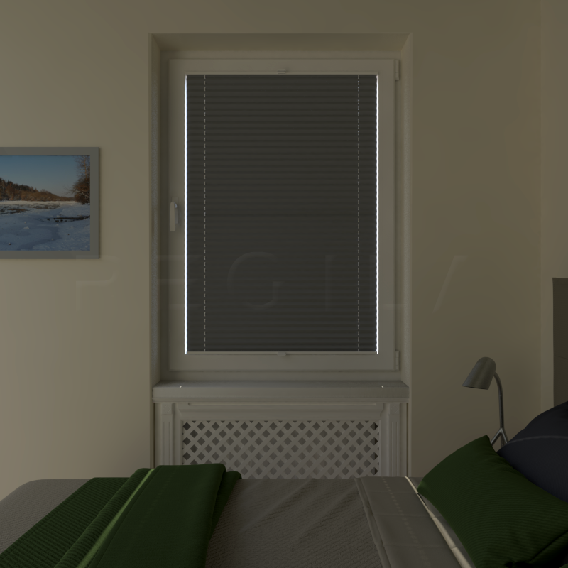 Plisuotos žaliuzės,  šviesai nepralaidūs, Pilka