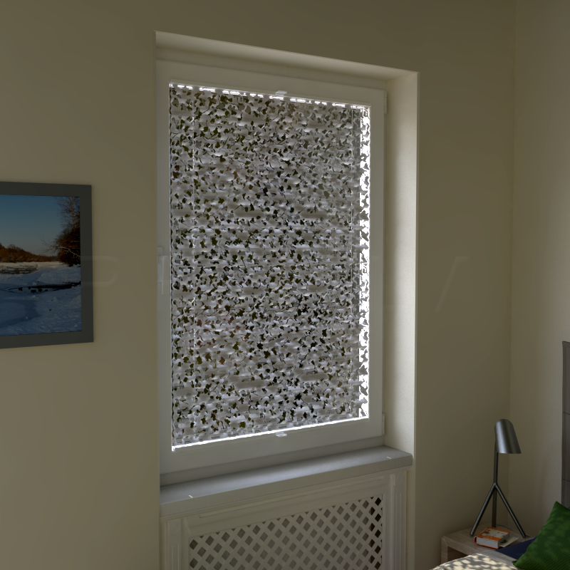 Plisuotos žaliuzės,  skaidrus, Balta