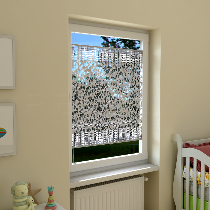 Plisuotos žaliuzės,  skaidrus, Balta