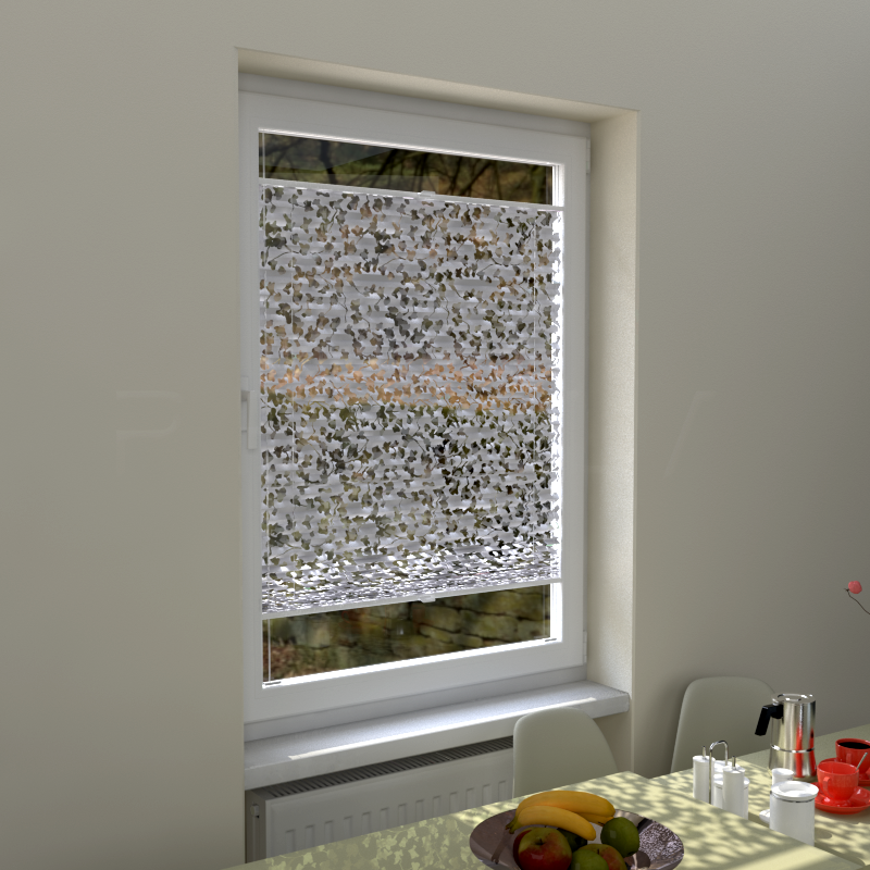 Plisuotos žaliuzės,  skaidrus, Balta