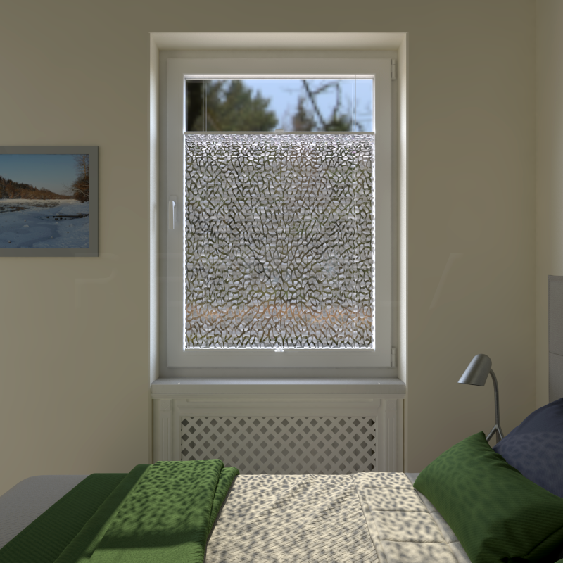 Plisuotos žaliuzės,  skaidrus, Balta