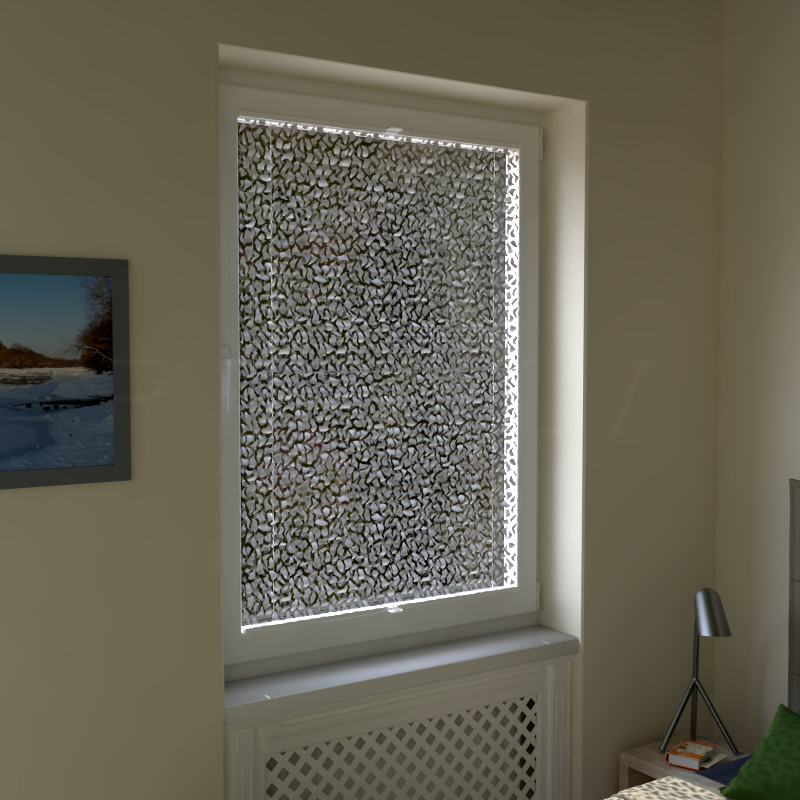 Plisuotos žaliuzės,  skaidrus, Balta