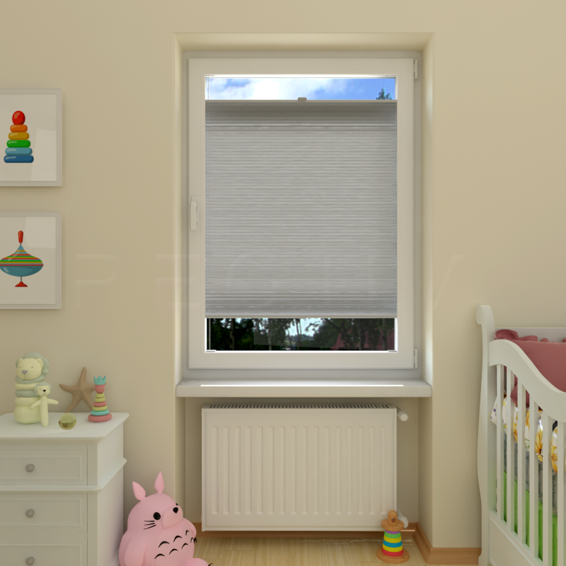 Plisuotos žaliuzės,  vienspalvis, Pilka