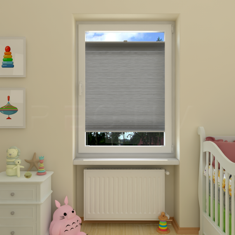 Plisuotos žaliuzės,  vienspalvis, Pilka