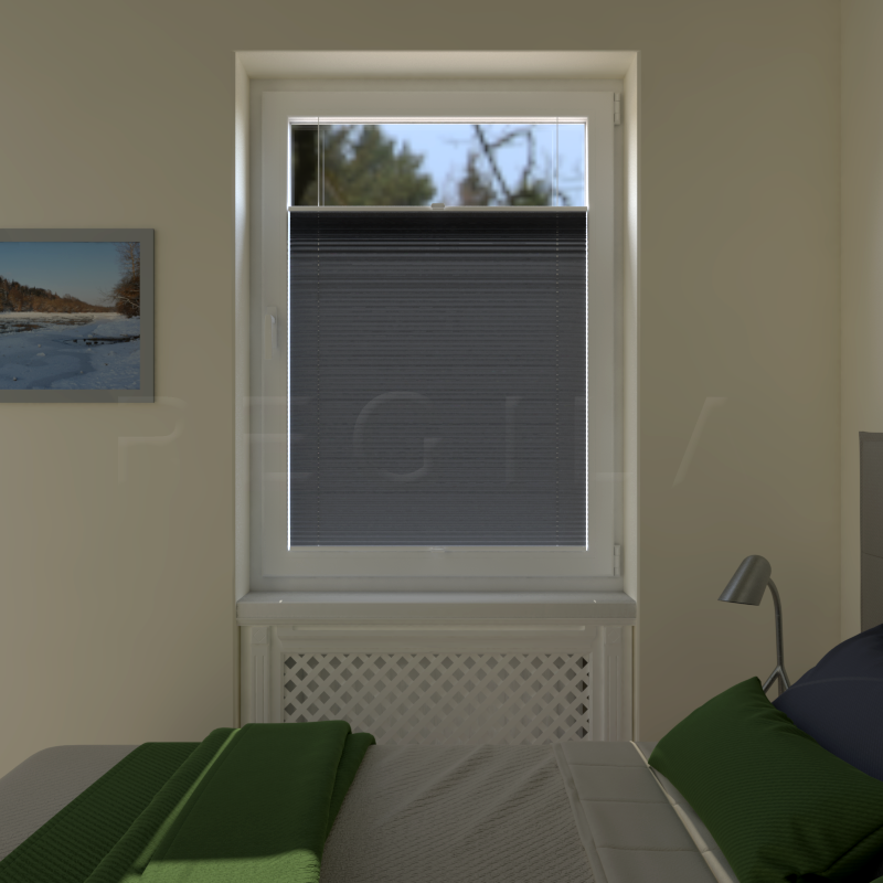 Plisuotos žaliuzės,  vienspalvis, Juoda