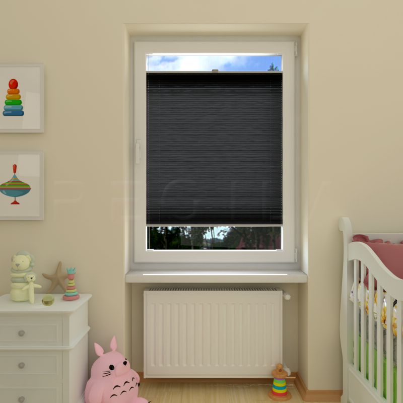 Plisuotos žaliuzės,  vienspalvis, Juoda