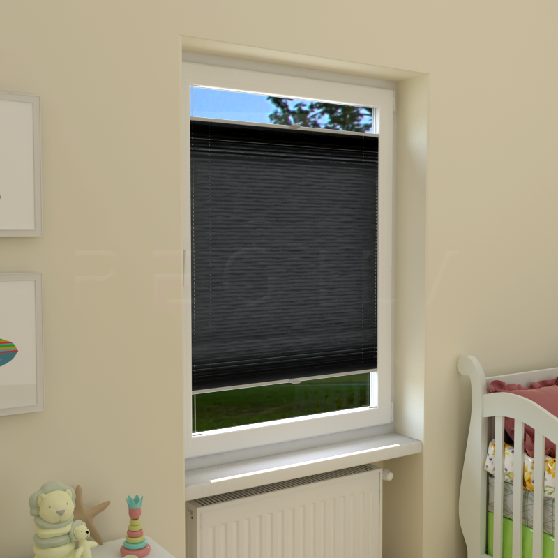 Plisuotos žaliuzės,  vienspalvis, Juoda