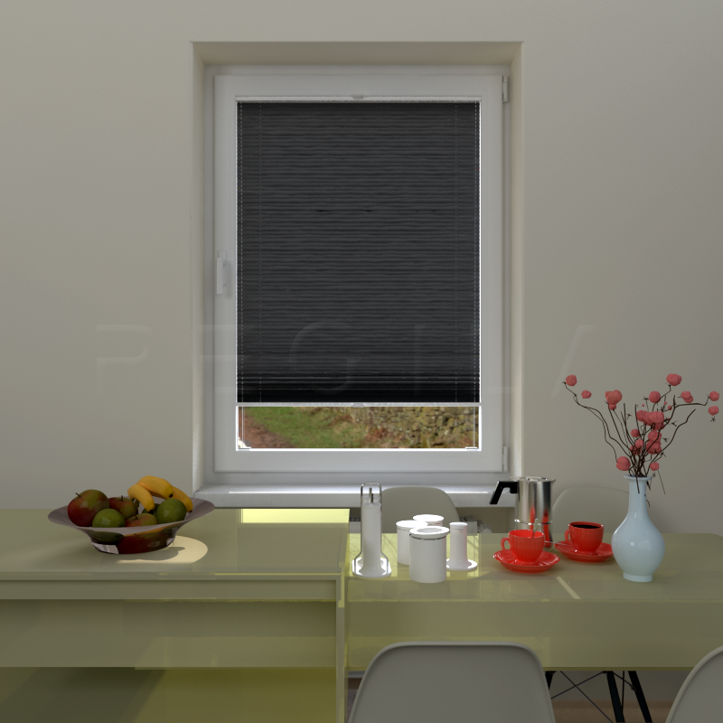 Plisuotos žaliuzės,  vienspalvis, Juoda