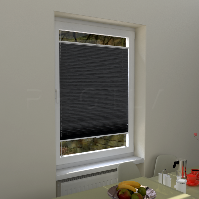 Plisuotos žaliuzės,  vienspalvis, Juoda