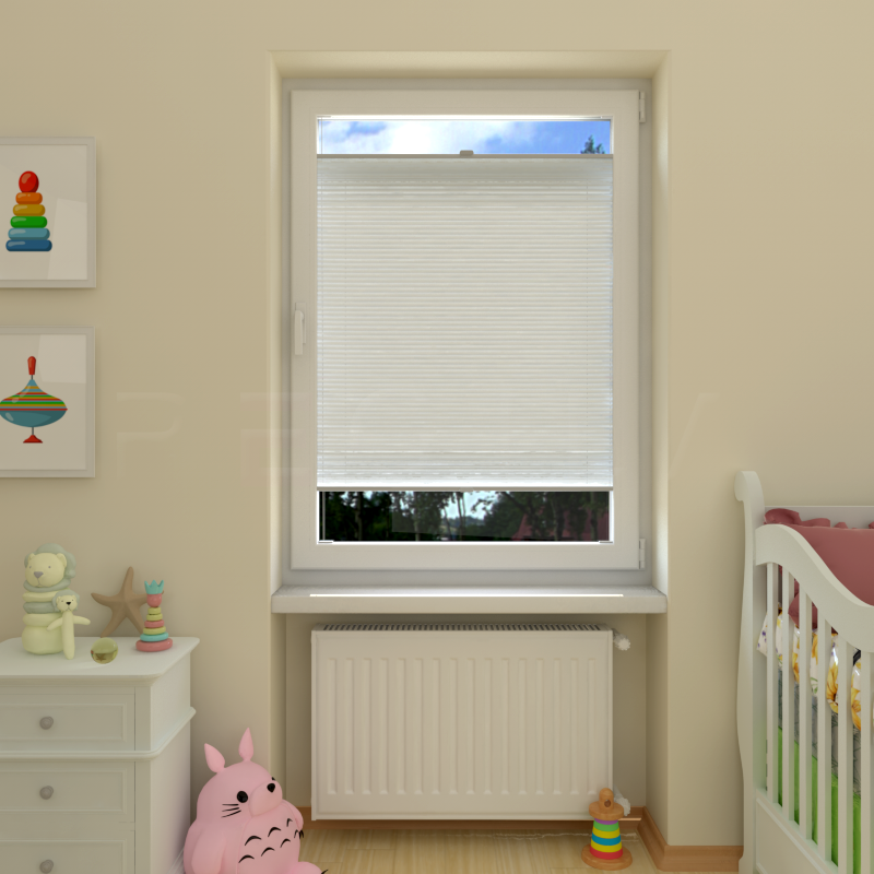 Plisuotos žaliuzės,  vienspalvis, Balta