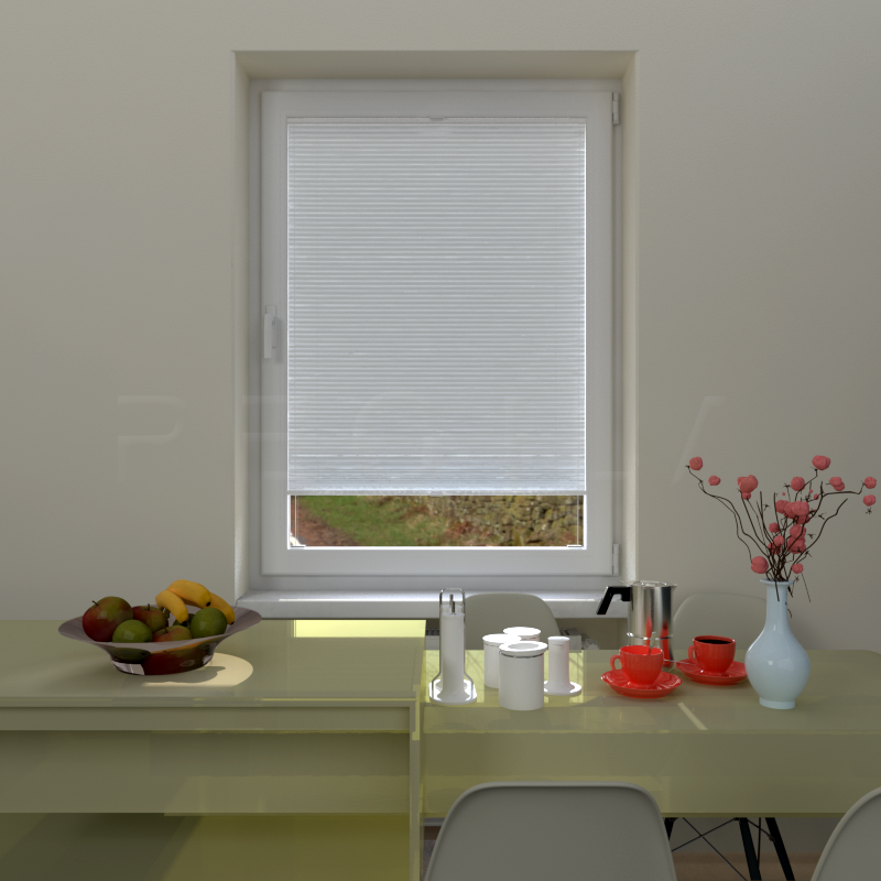 Plisuotos žaliuzės,  vienspalvis, Balta