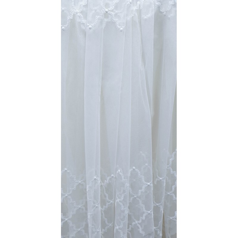 Dieninės užuolaidos, Baltos, su siuvinėtais rombais 