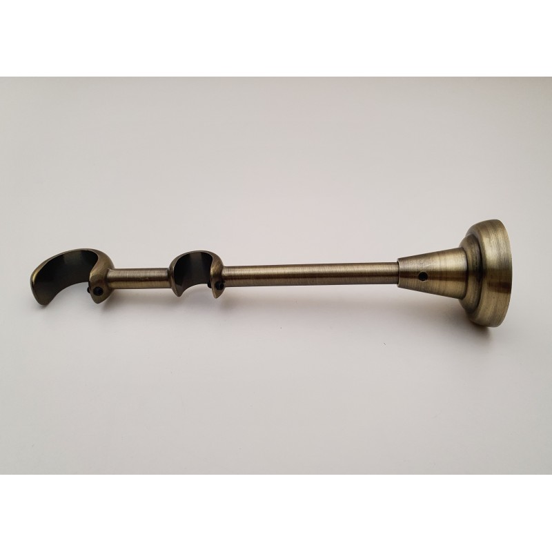 Antikinės bronzos 19/25mm Atvira dviguba kojelė 19mm lazdai/bėgeliui ir 25mm lazdai