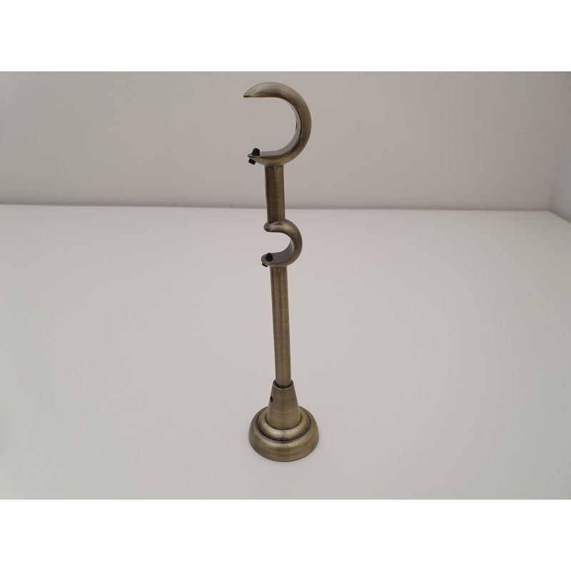 Antikinės bronzos 19/25mm Atvira dviguba kojelė 19mm lazdai/bėgeliui ir 25mm lazdai