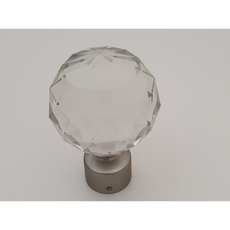 Matinio sidabro 25mm Crystal oval antgalis