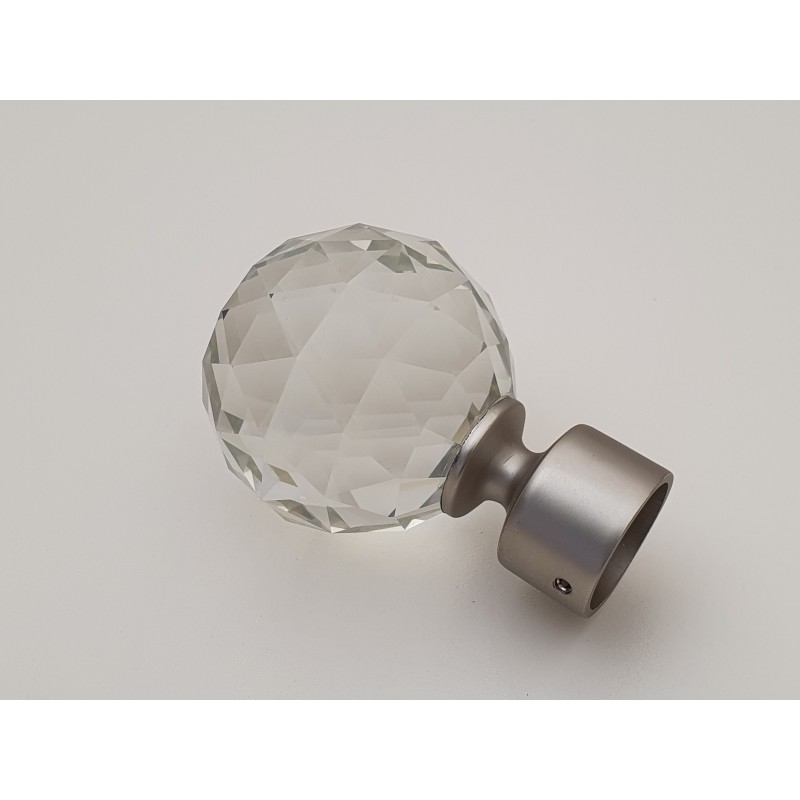 Matinio sidabro 25mm Crystal oval antgalis