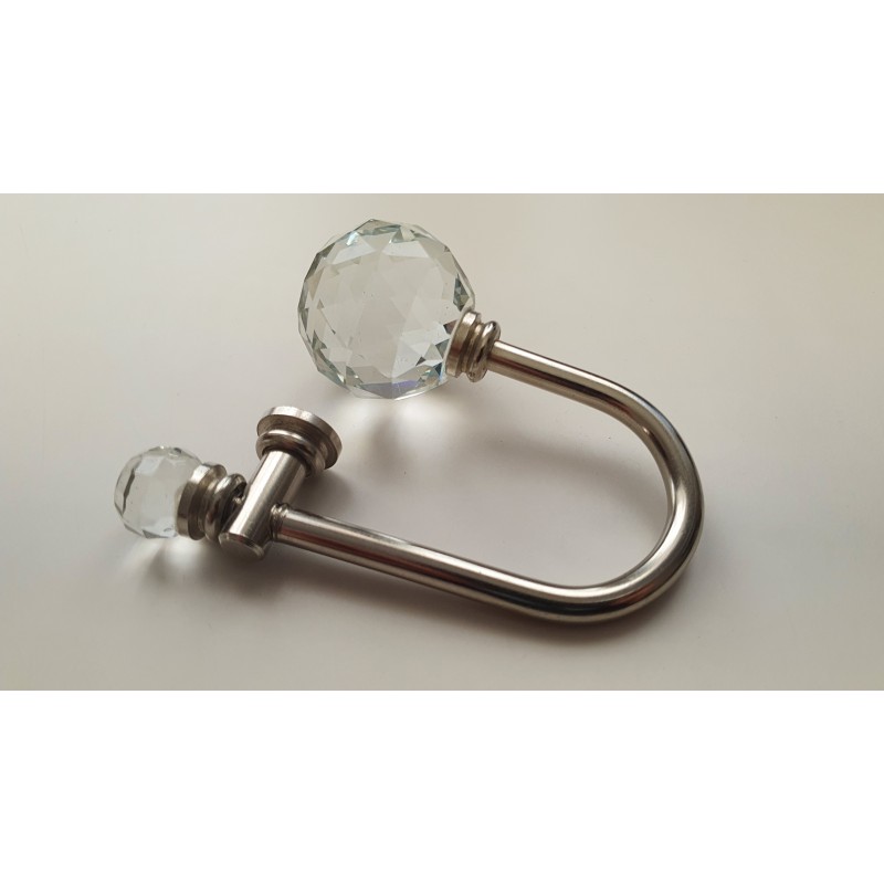 Blizgaus chromo 25mm Kablys su dviem krištolais antgalis