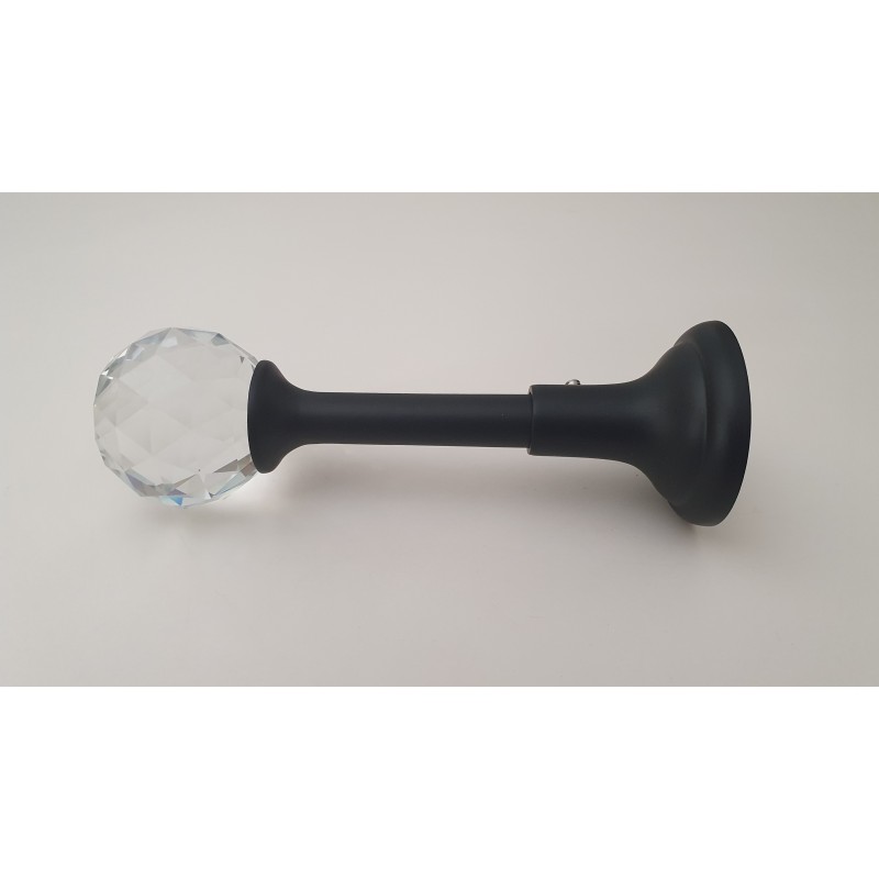 Juodi 25mm Kablys su krištolu antgalis